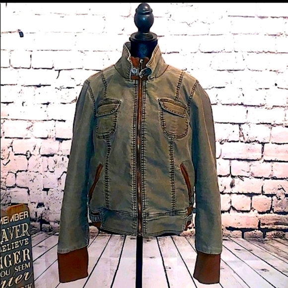 Free People Jackets & Blazers - Free People Insulated Military Green Jean Jacket